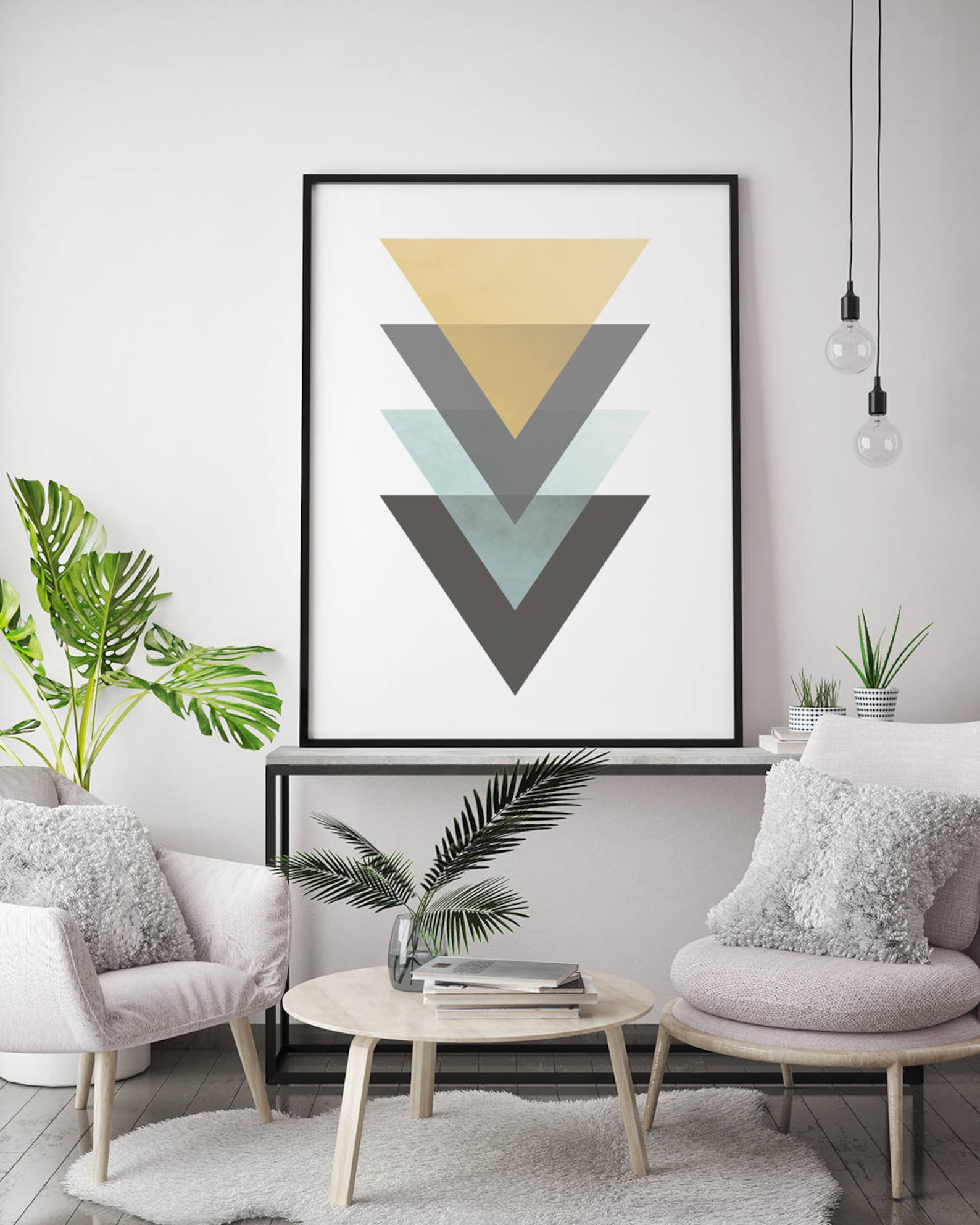 Art Deco Print Triangle Wall Art Geometric Print Mustard | Etsy