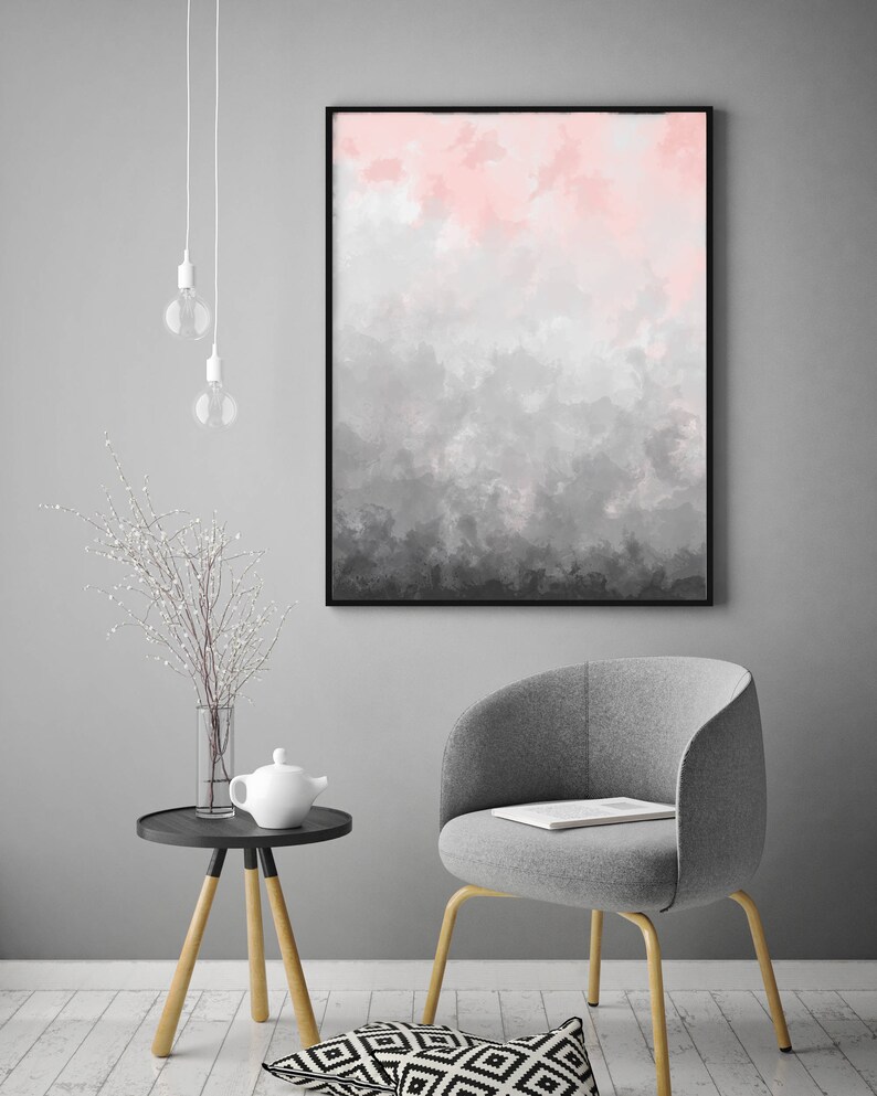 Blush Gray Painting Digital Print Scandinavian Decor Ombre Etsy