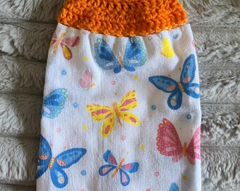 Spring Kitchen Towels with Crochet Topper/ Ready to ship