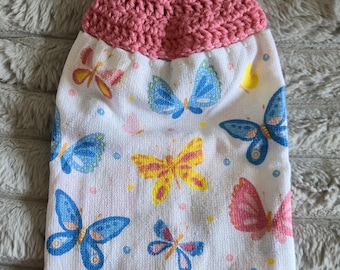 Spring Kitchen Towels with Crochet Topper/ Ready to ship