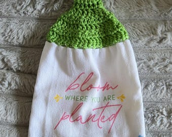 Spring Kitchen Towels with Crochet Topper/ Ready to ship
