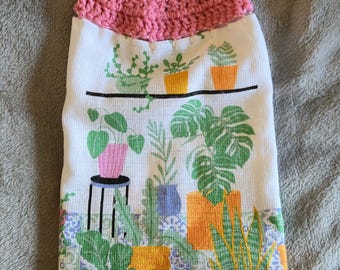 Spring Kitchen Towels with Crochet Topper/ Ready to ship