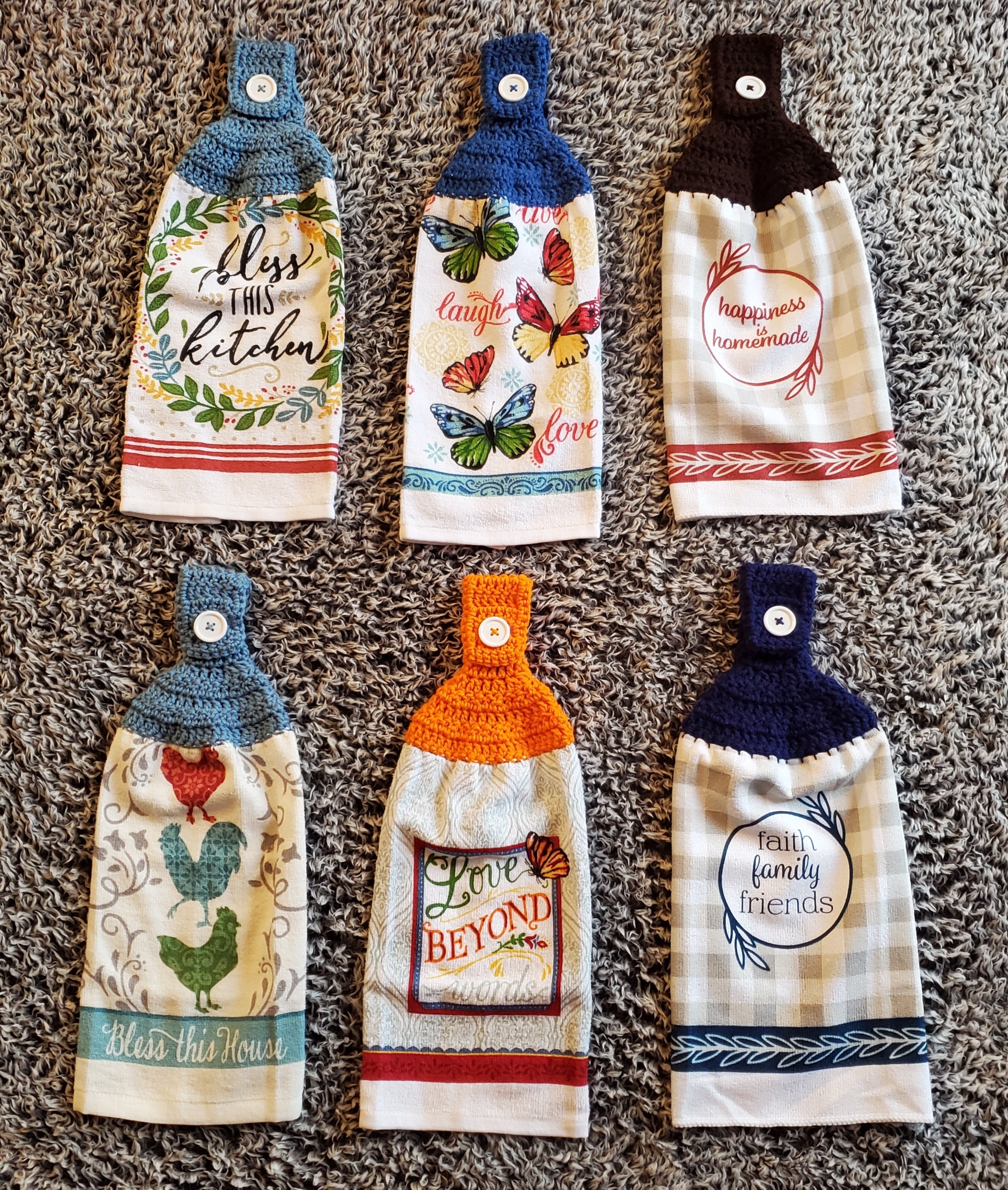 Kitchen Towels with Crochet Topper
