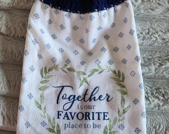 Kitchen Towels with Crochet Topper/Ready to ship