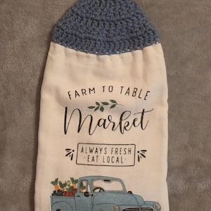 Kitchen Towels with Crochet Topper/Ready to ship