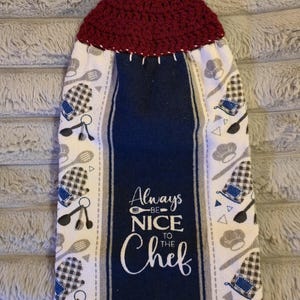 Kitchen Towels with Crochet Topper/Ready to ship