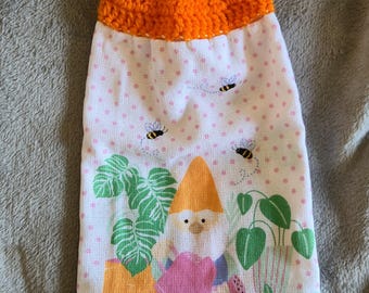 Spring Kitchen Towels with Crochet Topper/ Ready to ship