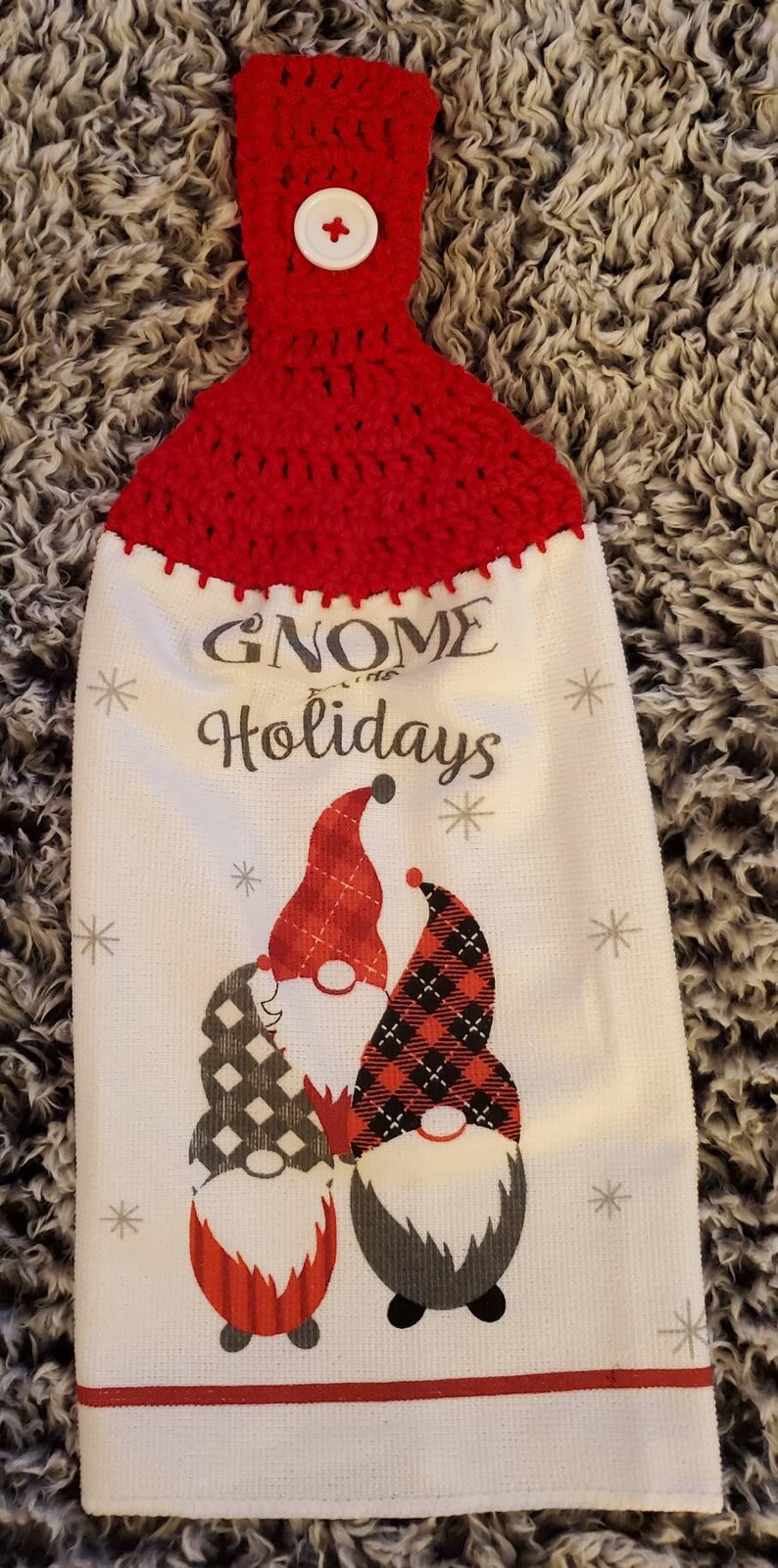 Gnome Christmas Kitchen Towels with Crochet Topper & Oven Mitt Etsy