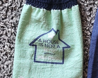 Kitchen Towels with Crochet Topper/Ready to ship