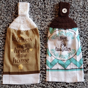 Kitchen Towels with Crochet Topper/Ready to ship