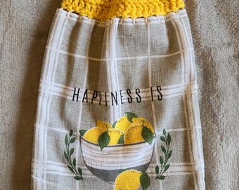Kitchen Towels with Crochet Topper/Ready to ship