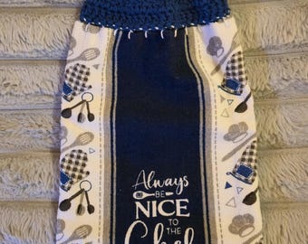 Kitchen Towels with Crochet Topper/Ready to ship