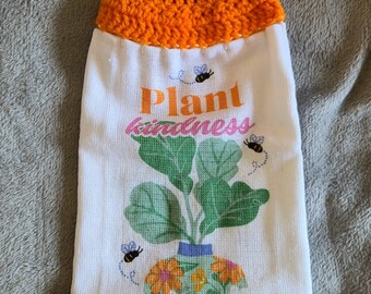 Spring Kitchen Towels with Crochet Topper/ Ready to ship
