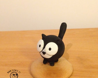 Gatente Felix the cat custom resin casted figurine handpainted miniature retro cute kawaii kitty pussycat art toy designer gift animation.