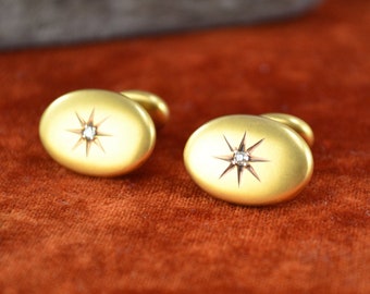 10 ct gold Edwardian gentleman/'s coffee bean cufflinks on chain links