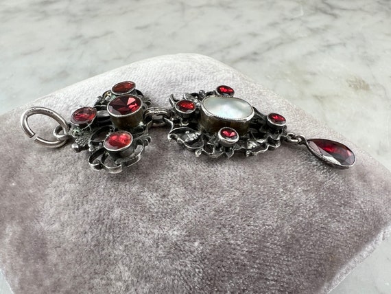 Antique Austro Hungarian Silver, Garnet, and Pear… - image 3