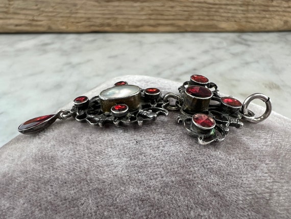 Antique Austro Hungarian Silver, Garnet, and Pear… - image 2