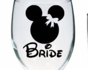Mickey Minnie Mouse Bride And Groom Wine And Pilsner Glasses Etsy