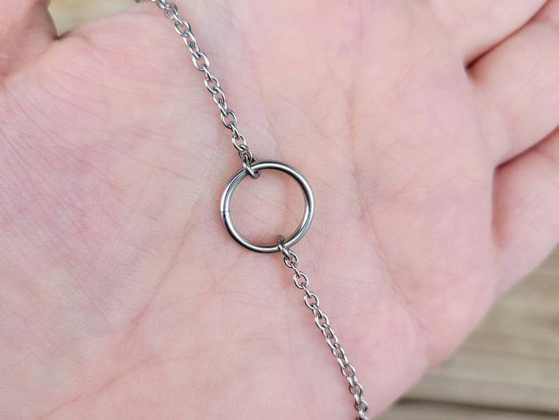 Simple Silver Eternity Ring Choker, Minimalist Necklace, Gift for Her, Stainless Steel or Titanium Chain Choker image 4