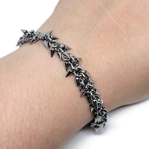 Dagger Bracelet, Stainless Steel Spike Chain Anklet, Chainmaille Jewelry image 2