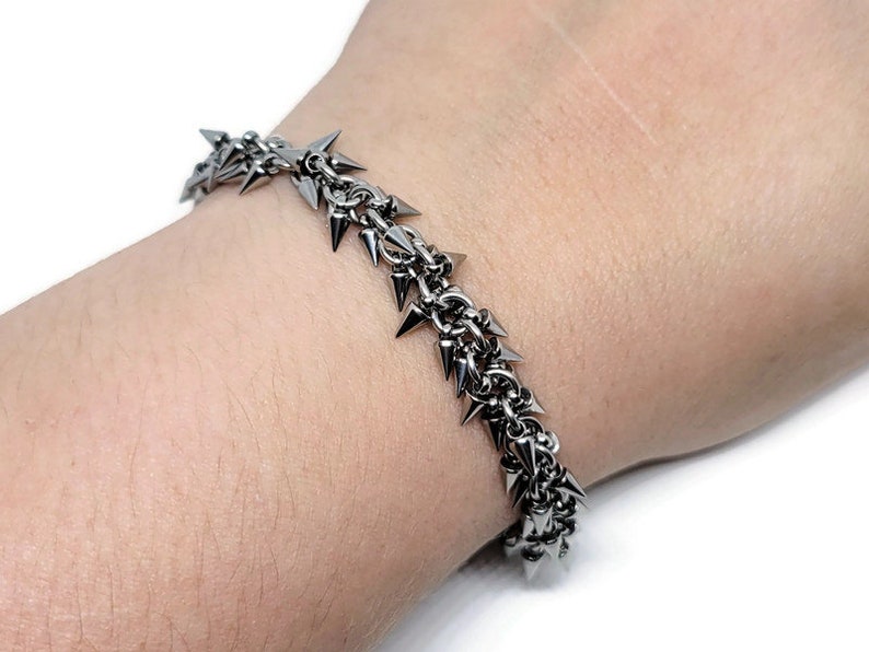 Dagger Bracelet, Stainless Steel Spike Chain Anklet, Chainmaille Jewelry image 2