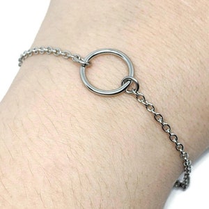 Eternity Circle Ring Bracelet, Dainty Minimalist Anklet, Stainless Steel or Hypoallergnic Titanium Bracelet