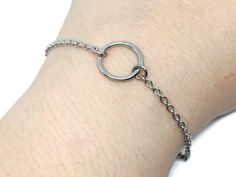 Eternity Circle Ring Bracelet, Dainty Minimalist Anklet, Stainless Steel or Hypoallergnic Titanium Bracelet