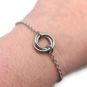 Rose Focal Bracelet, Mobius Gothic Chainmaille Anklet, Stainless Steel or Titanium Castle Core Fantasy Jewelry