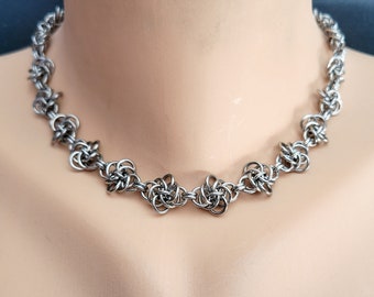 Persephone Chainmaille Choker, Celtic Fantasy Core Jewelry, Stainless Steel or Titanium, Gothic Chain Necklace, Enchantress Collection