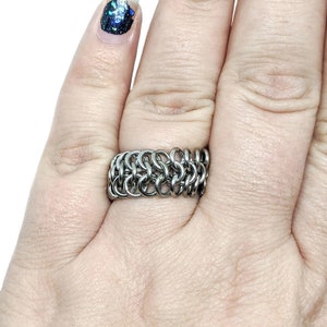 Mesh Finger Ring, Chainmaille Ring, Stainless Steel Ring image 1