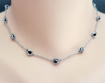 Illusion Caged Glass Bead Chain Necklace, Dainty Minimalist Chainmaille Jewelry, Gothic Witchy Whimsigoth Chain Choker, Fantasy Fairy Core