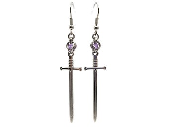 Starlight Sword Earrings, Lunar Warrior, Fantasy Core Chainmaille Jewelry, Whimsigoth Earrings, Silver Gothic Witchy Goddess, Viking Dagger