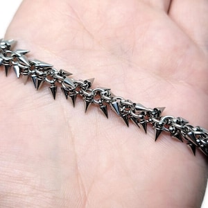 Dagger Bracelet, Stainless Steel Spike Chain Anklet, Chainmaille Jewelry image 4