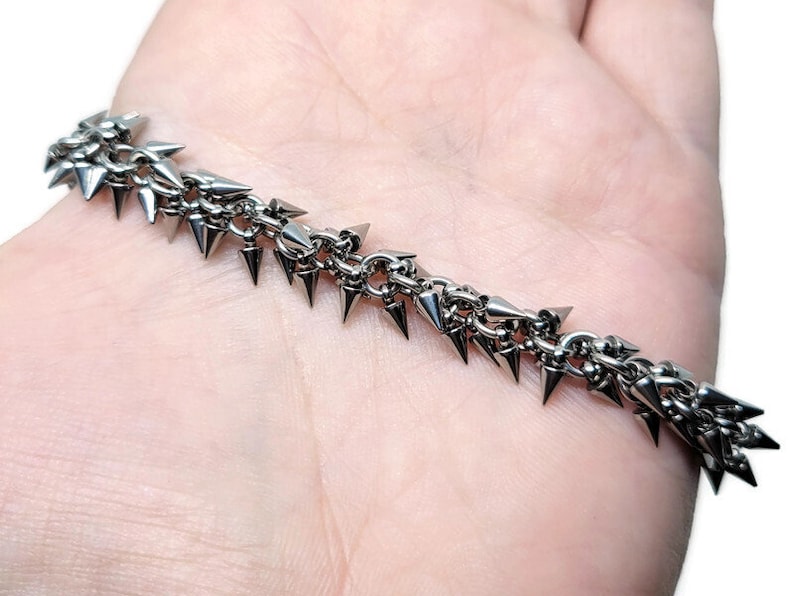 Dagger Bracelet, Stainless Steel Spike Chain Anklet, Chainmaille Jewelry image 4