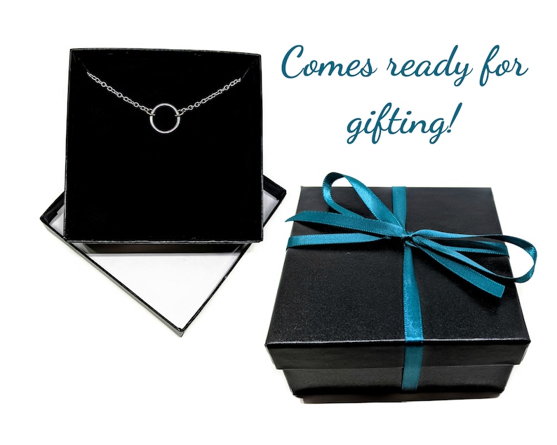Einfacher Silber Eternity Ring Choker, Minimalist Halskette, Geschenk für Sie, Edelstahl oder Titan Kette Choker Bild 9