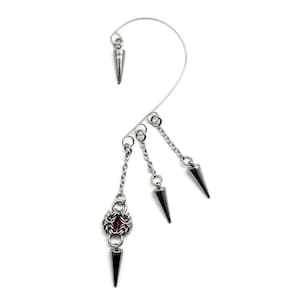 Evocation Ear Wrap, No Piercing Ear Cuff, Chainmaille Jewelry, Byzantine, Gothic Spike Earrings, Fantasy Core Jewelry, Stainless Steel