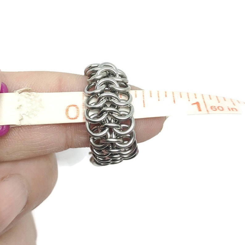 Mesh Finger Ring, Chainmaille Ring, Stainless Steel Ring image 4