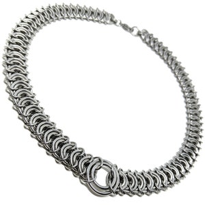 Chunky Vertebrae Choker, Chainmaille Jewelry, Stainless Steel or Titanium Day Collar, Gothic Necklace, Celtic Jewelry for Women