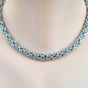 Byzantine Necklace, Chainmaille Jewelry, Gothic Choker, Celtic Chain, Stainless Steel or Titanium, For Men or Women