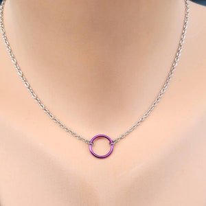 Einfacher Silber Eternity Ring Choker, Minimalist Halskette, Geschenk für Sie, Edelstahl oder Titan Kette Choker Bild 2