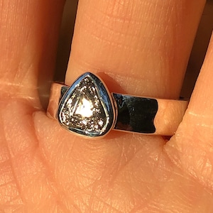Rough Diamond Ring,Natural Diamond,Genuine Diamond Crystal Ring in Sterling Silver,Earth Mined Diamond Uncut,Diamond Macle,Rare Twin Crystal