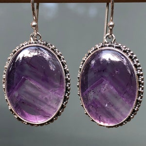 Amethyst Gemstone Earrings,Trapiche Amethyst,Rare Purple Stone Earrings,Clear Amethyst Crystal,Phantom Amethyst,Handmade Granulation Jewelry