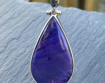 Sugilite Pendant,Large Sugilite Sterling Silver Teardrop Pendant,Natural Sugilite,Rare Purple Stone,Healing Gemstone Pendant 925