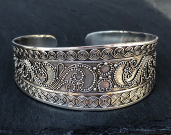 SILVER925 INDIAN WIDE BRACELET/シルバー/バングル SILVER925 NATIVE DESIGN WIDE BRACELET/シルバー/バングル