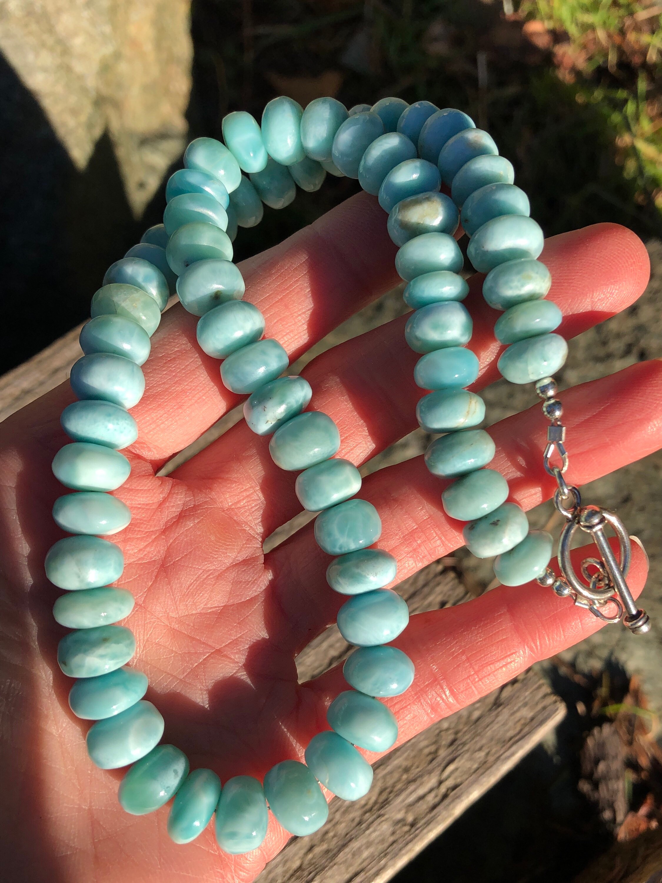 Larimar Bead Necklace Natural Larimar Quality Blue Larimar | Etsy