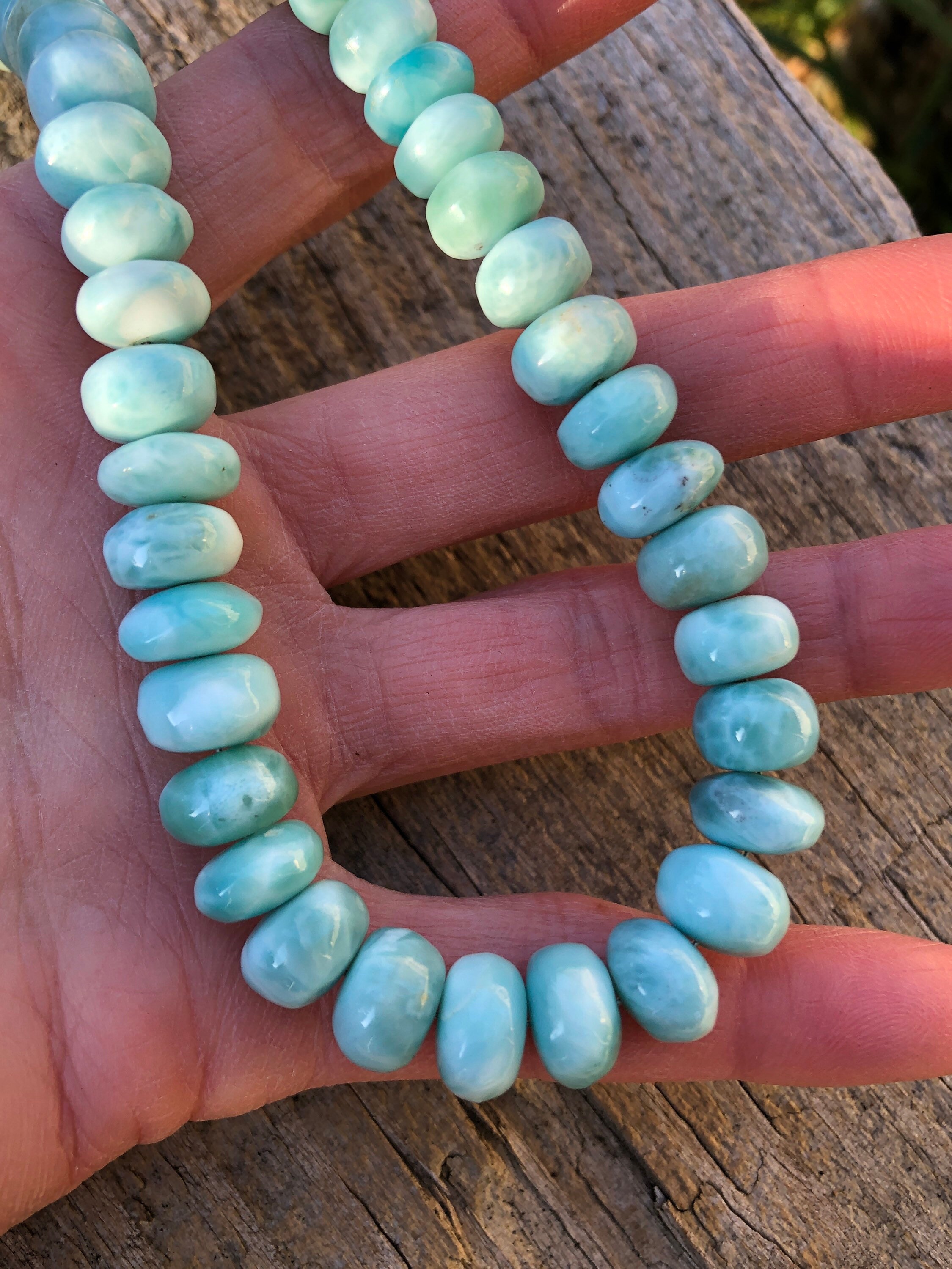 Larimar Bead Necklace Natural Larimar Quality Blue Larimar | Etsy