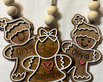 Personalized Gingerbread Ornament, Christmas 2025, Gibgerbread Kids, 3 styles to choose from, optional date added, engraved ornaments