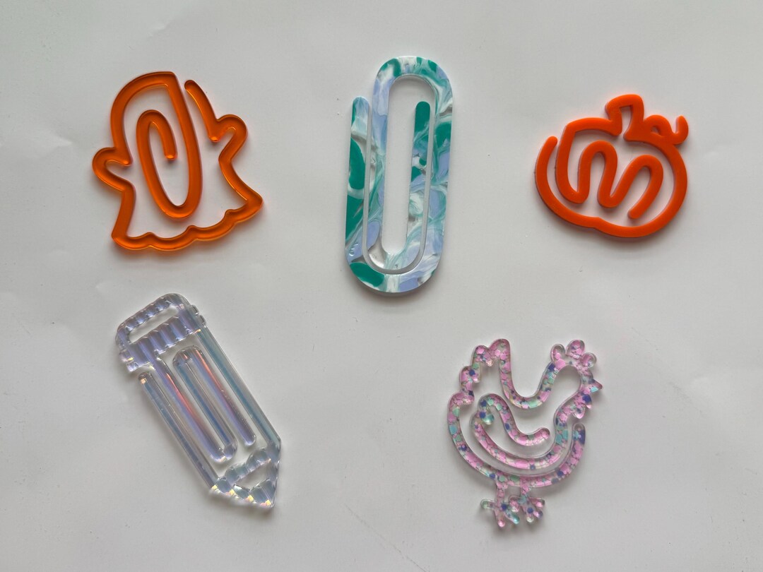 Fun Acrylic Bookmark: Ghost, Pumpkin, Pencil, Chicken, Paperclip Shapes ...