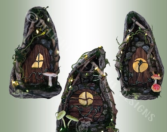 Glow Fairy Door Set: A Bookshelf/Wall hanging Fairy Portal of Enchanted Woodland Decor