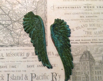 verdigris brass wings 1 pair
